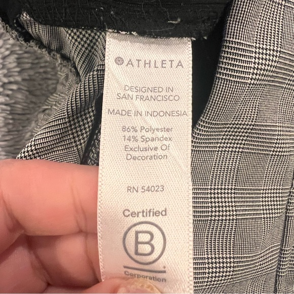 Athleta Brooklyn Ankle Pant 2 Grey Black Glen Plaid Black Side Stripe - Picture 9 of 9